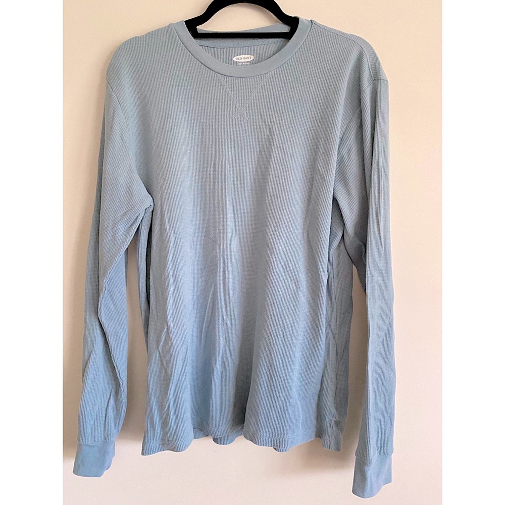 Old Navy Light Blue Soft Wash Lightweight Knit Waffle Thermal Long Sleeve Top L